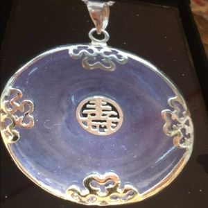 Awesome Purple Jade Circle Pendant with Chain